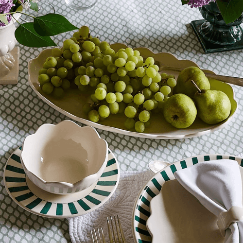 Image showing the Scalloped Large Oval Platter, Cream product.