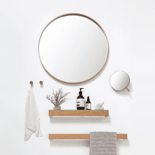 Image showing the Glance -660 Round Wall Mirror, Natural Oak product.