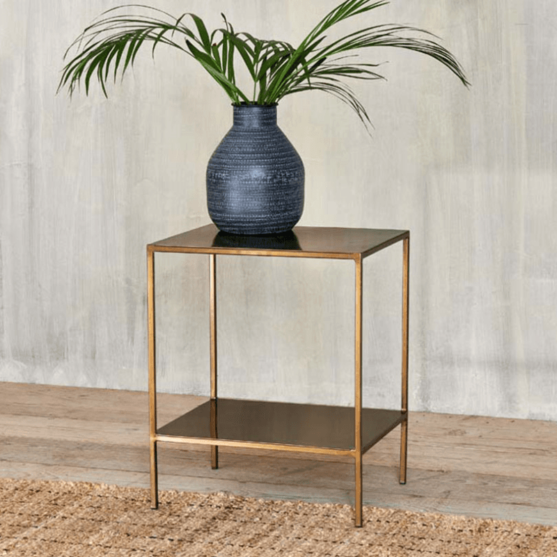 Mahi Side Table, Antique Brass