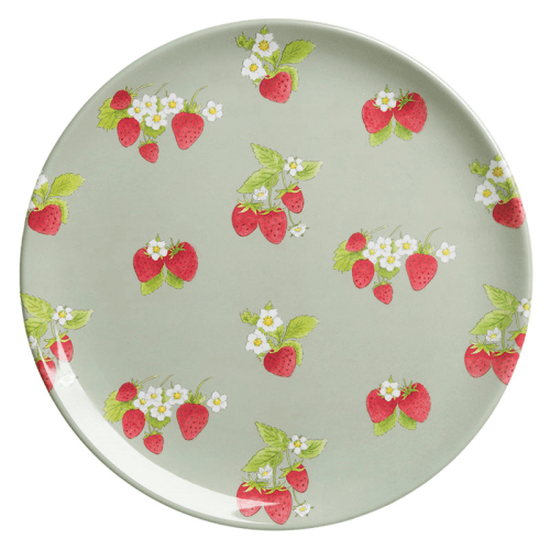 Image showing the Strawberries Dinner Plate, Green, Red, White product.