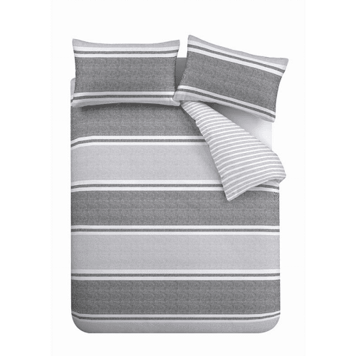 Image showing the Textured Banded Stripe Duvet Set, Charcoal product.