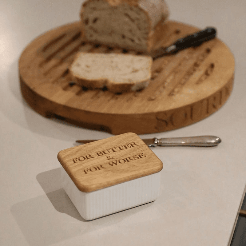 For Butter & For Worse Butter dish, Oak