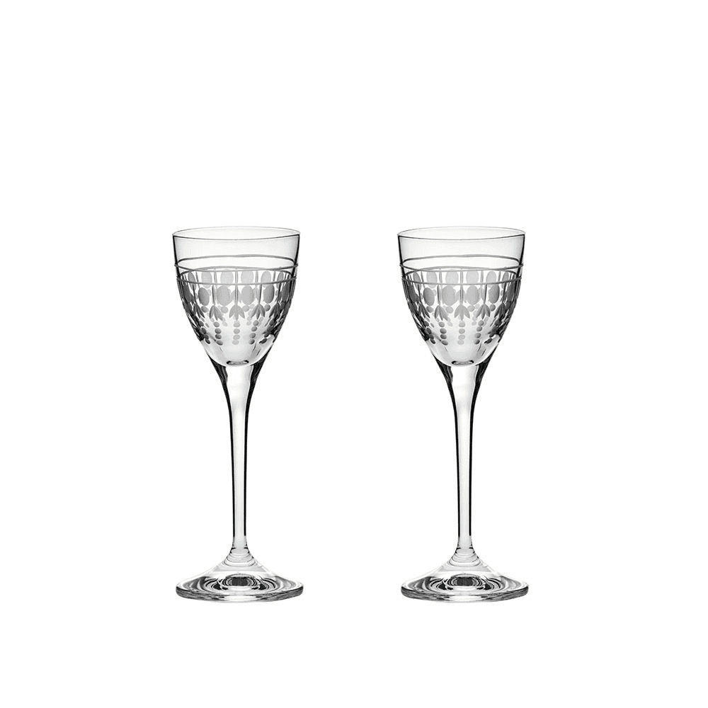 Nouveau Pair of port/sherry glasses, Crystal