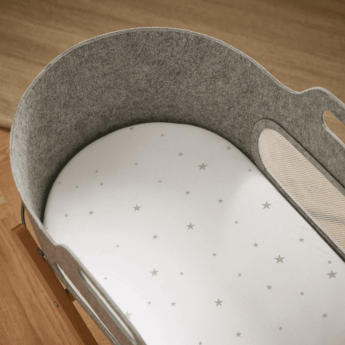 Image showing the Pack of 2 Moses Basket Fitted Sheets, White Star product.