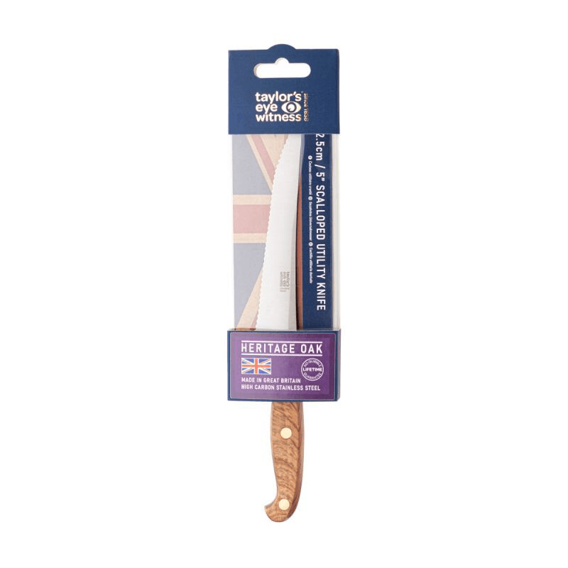 Heritage Oak Scalloped Utility Knife