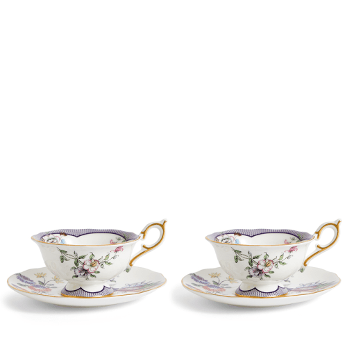 Image showing the Fortune Set of 2 Teacups and Saucers, Multi product.