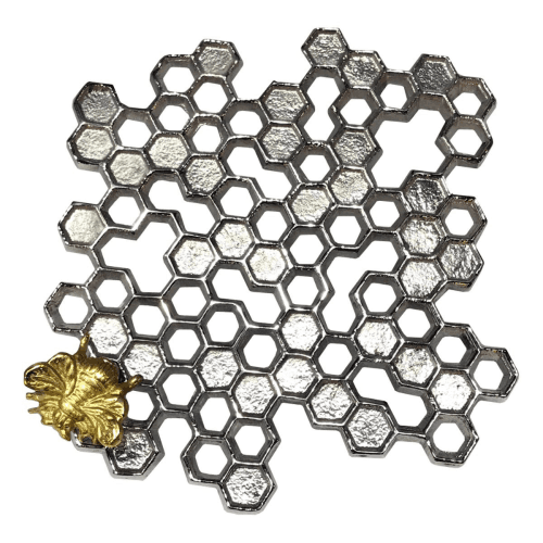 Image showing the Buzzy Bee Honeycomb Trivet, Silver product.