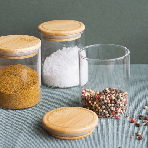 Image showing the Glass Set Of 3 Spice Canisters, Clear product.