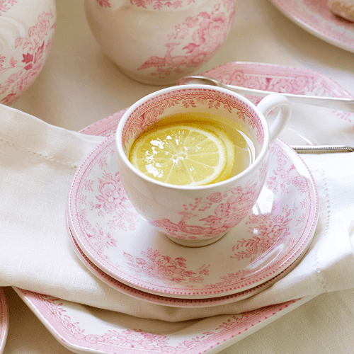 Image showing the Asiatic Pheasants Breakfast Saucer, Pink product.