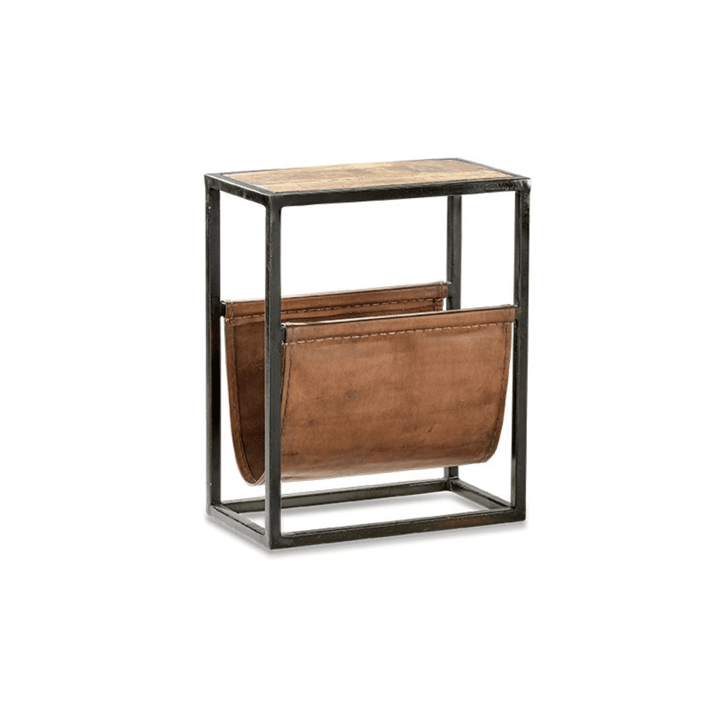 Alera Side table, Natural & Brown Leather
