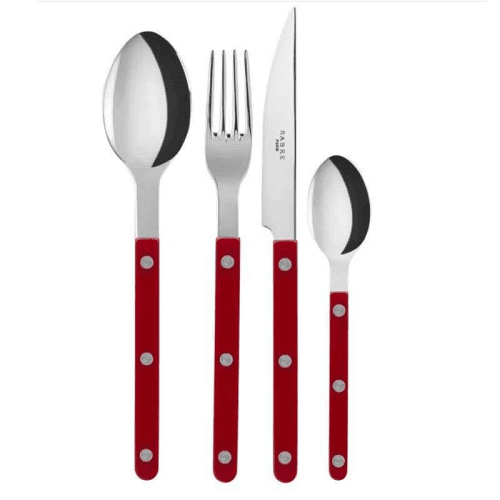 Image showing the Bistrot Solid 24 Piece Cutlery Set, Burgundy product.
