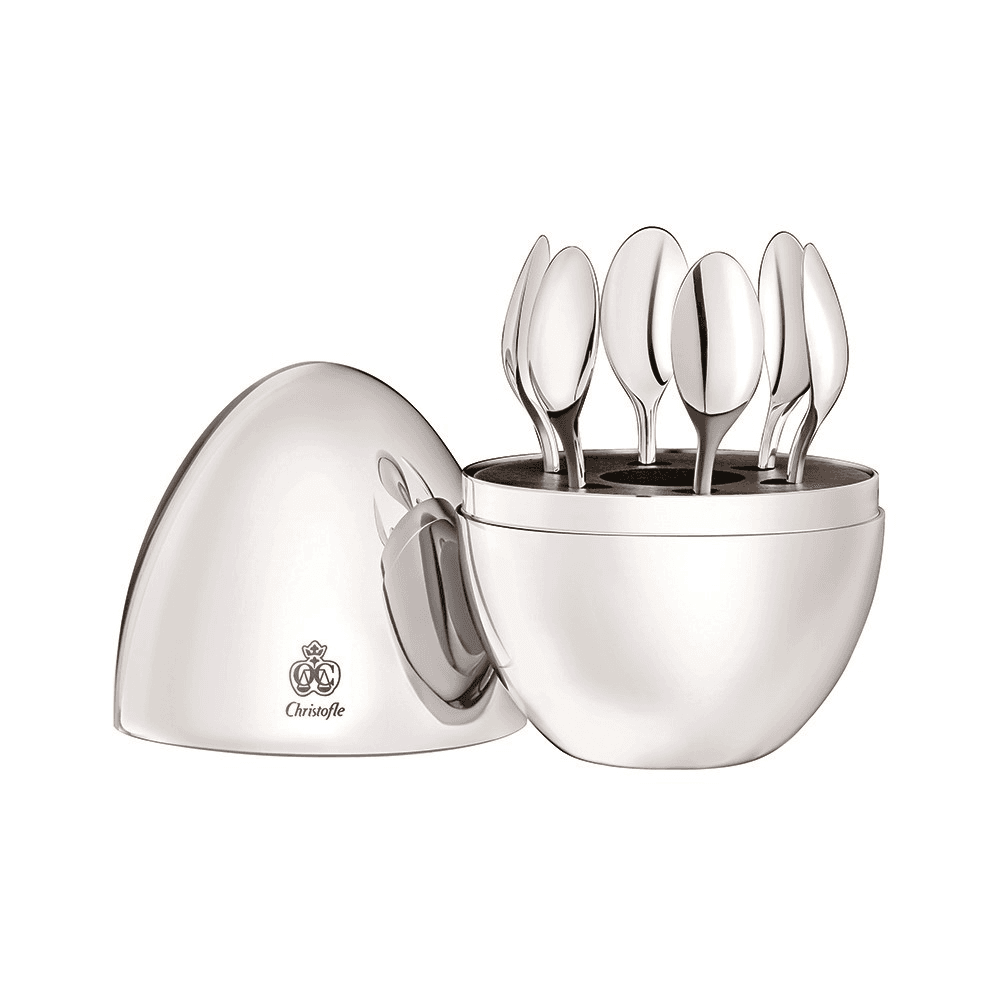 Mood Set of 6 espresso spoons in chest, Silver Plated