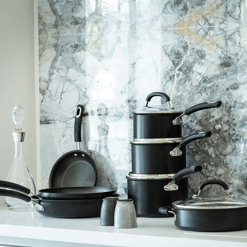 Total Anodised Non-Stick Pan Set, Black