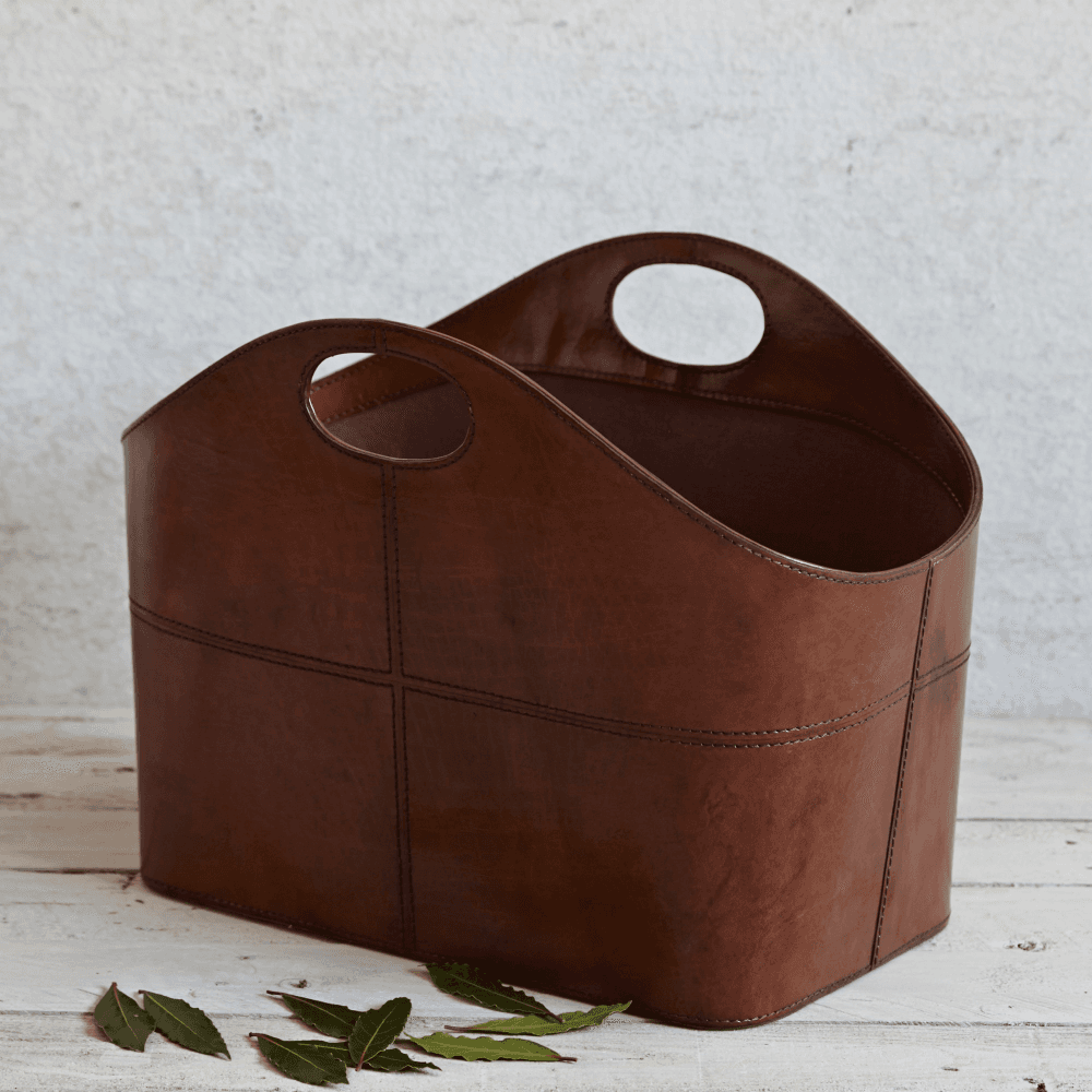 Curved magazine basket, Tan