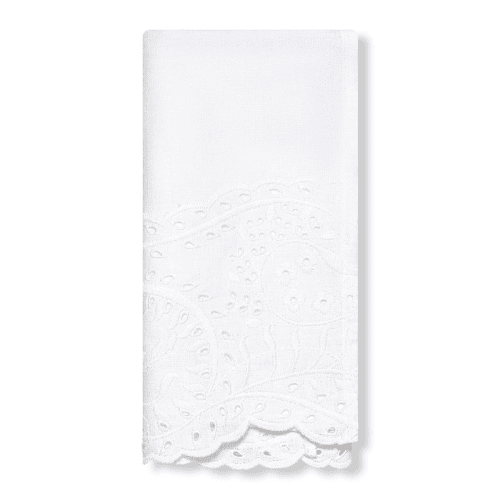 Image showing the Broderie Anglaise Linen Napkin, White product.