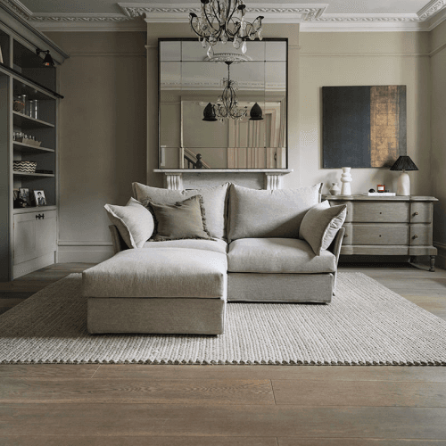 Image showing the Model 06 Linen Sofa with Chaise product.