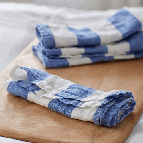 Image showing the Cora Wide Stripe Set of 4 Napkins, Blue product.