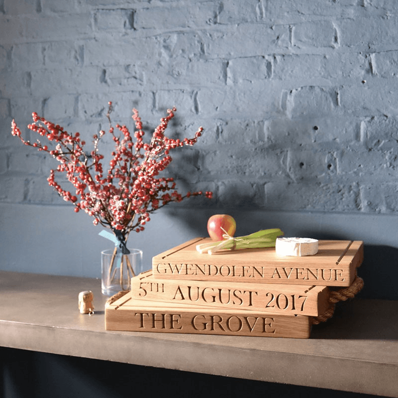 Personalised thin rectangular board with rope handles, Oak
