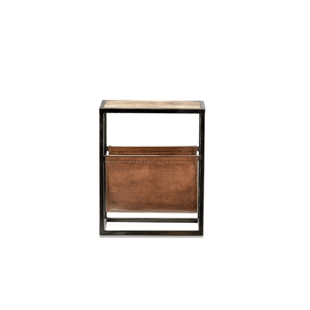Alera Side table, Natural & Brown Leather