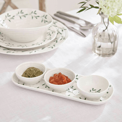 Image showing the Mistletoe Serving bowl set, White/ Green product.
