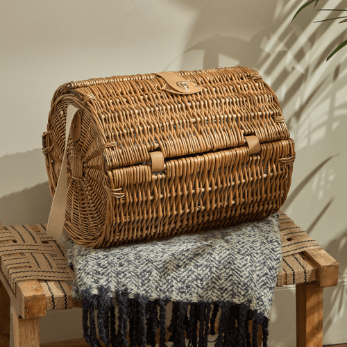 Image showing the Wicker Round 4 Person Picnic Basket, Natural product.