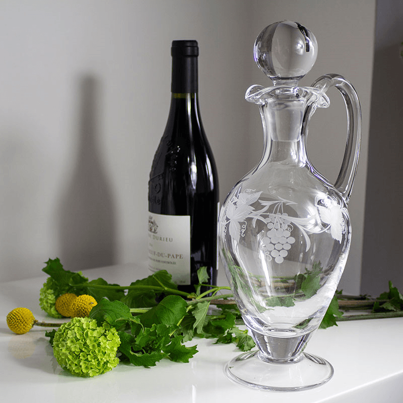 Grapevine Handled Wine Decanter, Clear