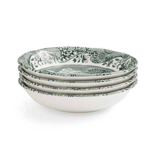 Image showing the Heritage Italian Set of 4 Cereal Bowls, Green product.