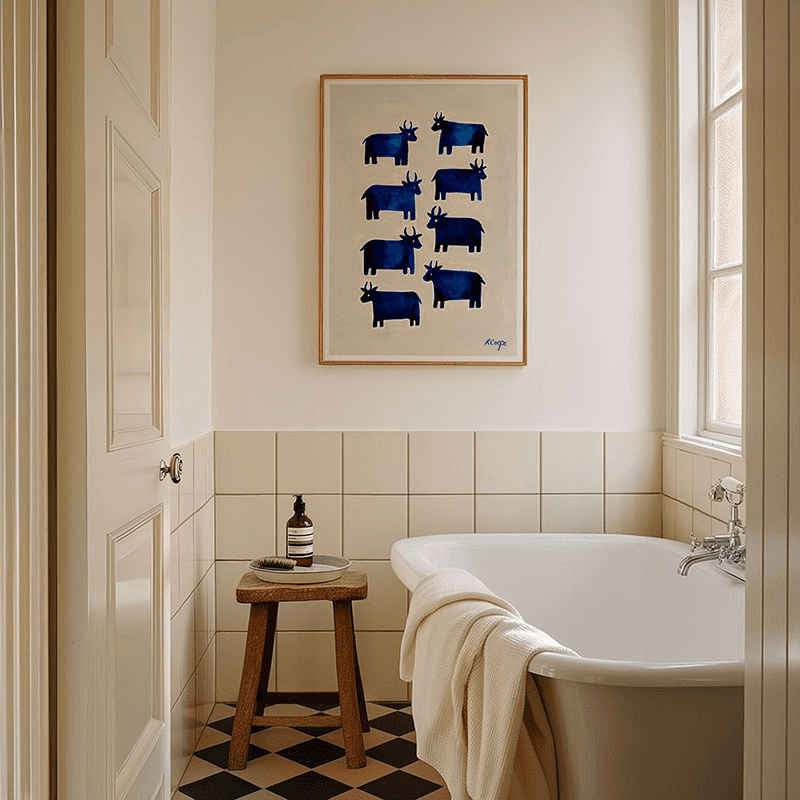 Cows Print, Blue