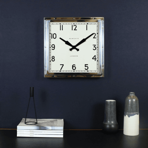 Image showing the Quad Wall Clock, Polished Chrome Steel product.