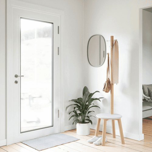 Image showing the Pillar Coat Rack with Stool, H165cm, White & Natural product.
