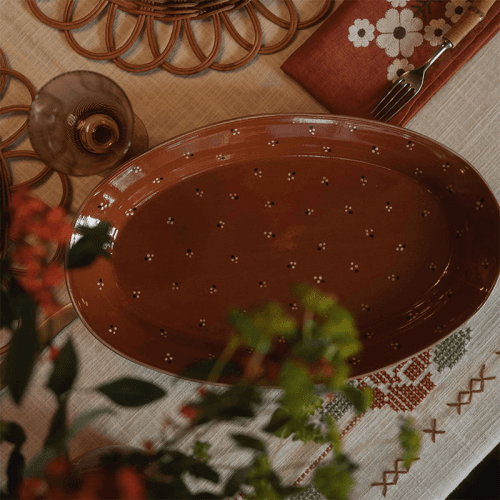 Image showing the Dotty Serving Platter, Terracotta product.