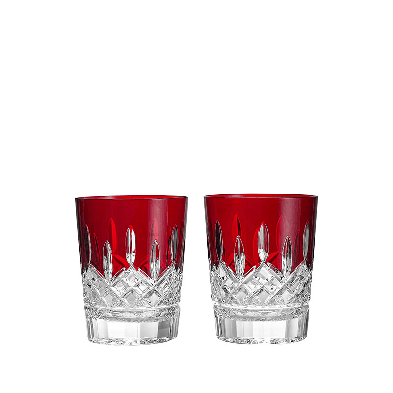 Lismore Set of 2 Double Old Fashion Tumblers, Red