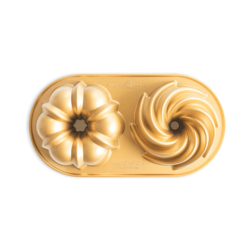 Image showing the Premier Cast Classic Duet Bundt Pan, Gold product.